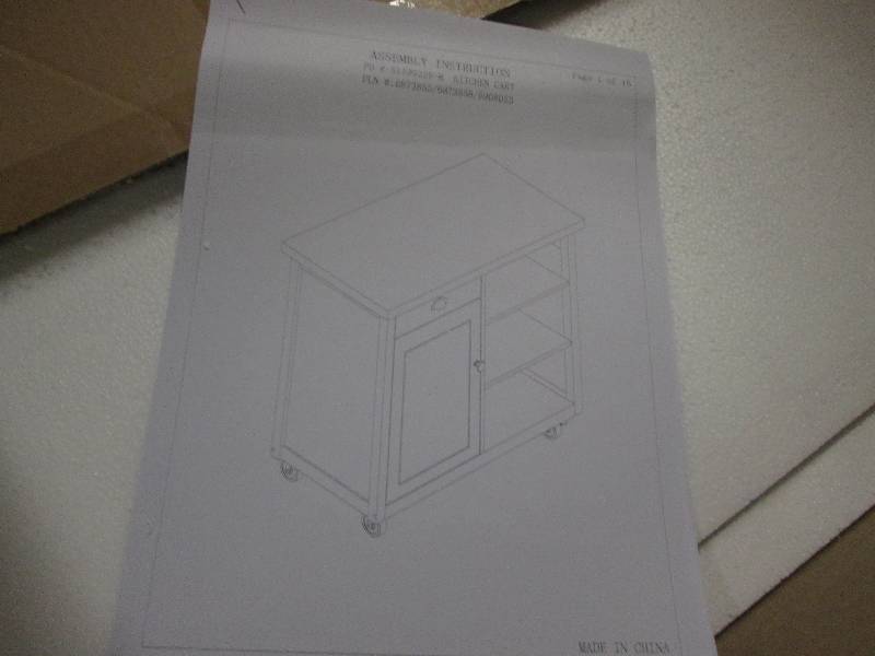 lot 198 image: White Kitchen Cart open box...