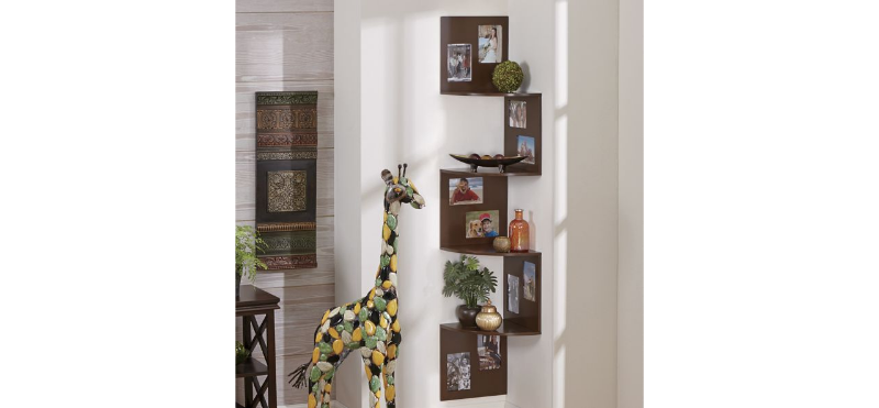 lot 143 image: Photo Corner Shelf Walnut open box ...