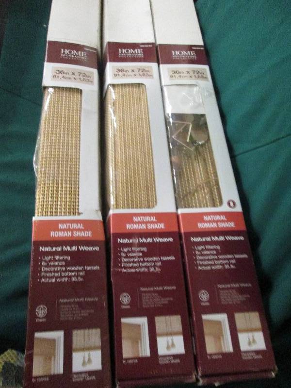 3 natural roman shades 36x72 natu...