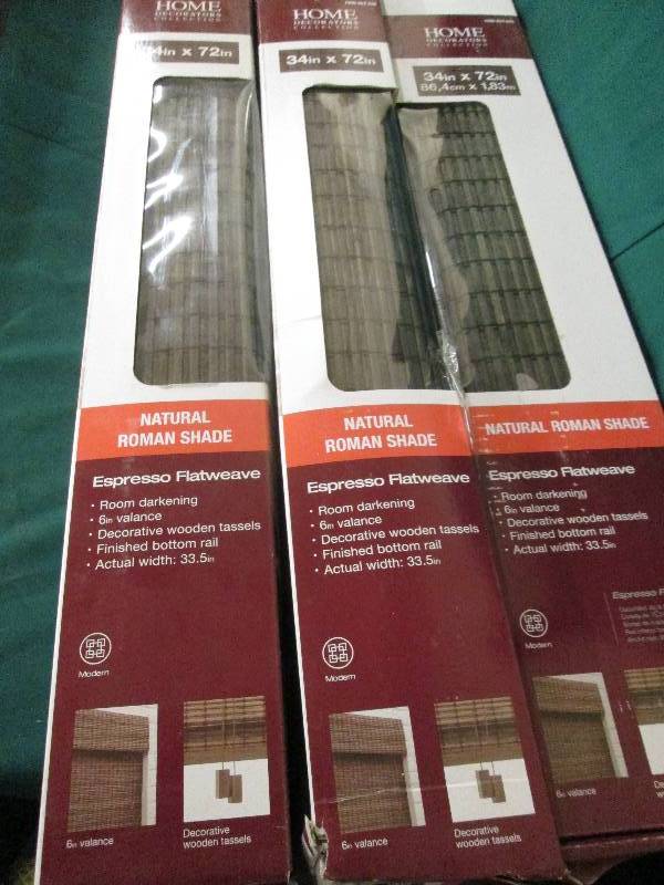 3 natural roman shades 34x72 espr...