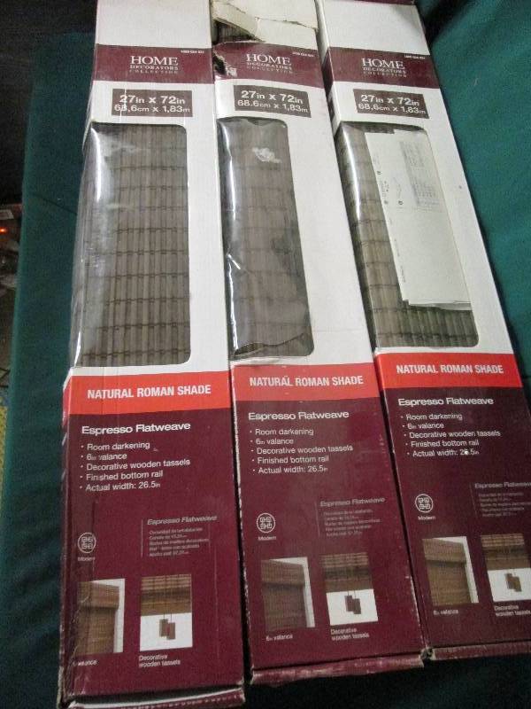 3 natural roman shades 27x72 espr...