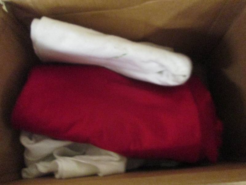 white and red felt fabric ...