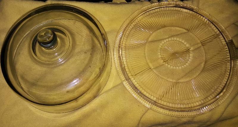 lot 25 image: Cake cover and plate