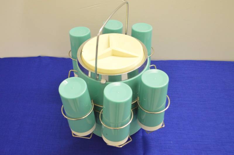 1950s Vintage Thermos Ice Bucket wCups - Antique