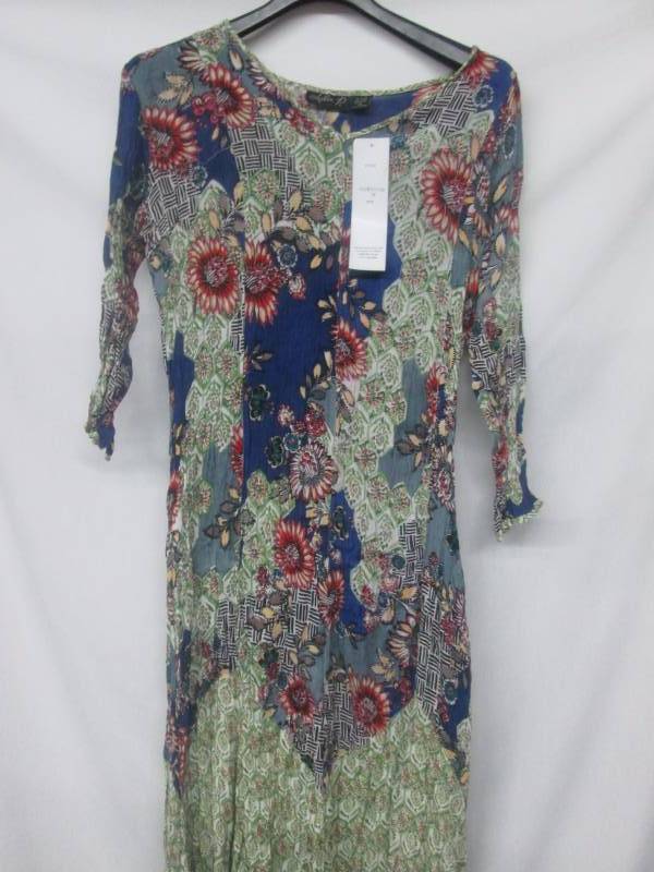 Lola P Misses Twin Print Dress  BlueGreen