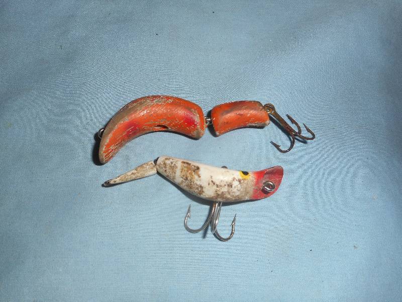 lot 40 image: 2 ANTIQUE WOODEN LURES