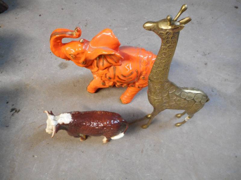 lot 51 image: 3 ANIMAL STATUES