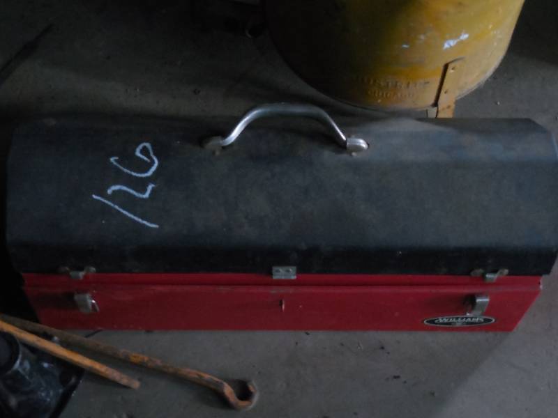 lot 126 image: TOOL BOX AND BARREL WITH LID