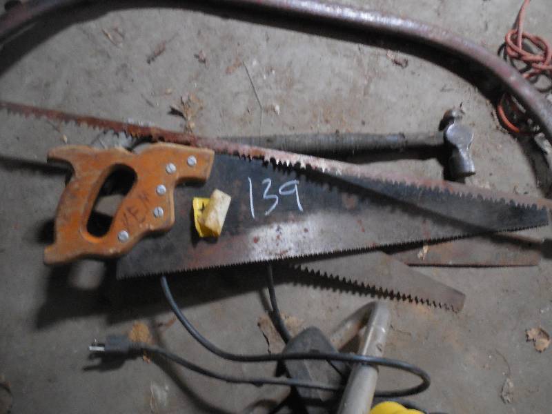 lot 139 image: 4 HAND SAW AND HAMMER
