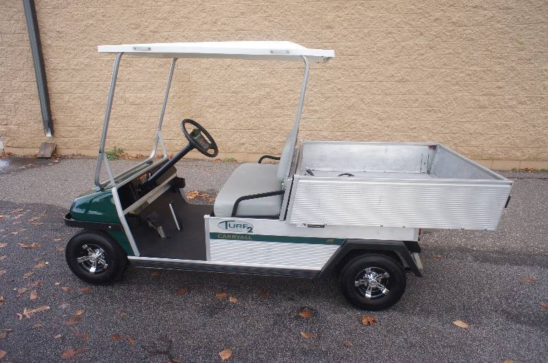 CLUB CAR - TURF 2 CARRYALL WITH POWER DUMP BOX - 48 VOLT UTILITY CART WITH  BATTERY CHARGER - | CUSTOM LIFTED EZ-GO GOLF CART 4- PASSENGER & CLUB CAR  CARRYALL TURF 2 GOLF CART! | K-BID