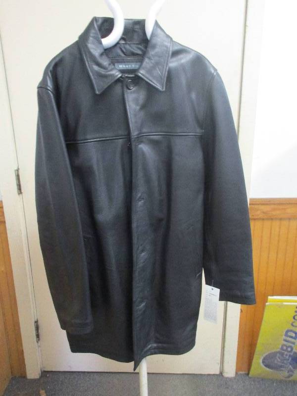 MENS Whet Blu leather jacket black dyed cowhide (large)