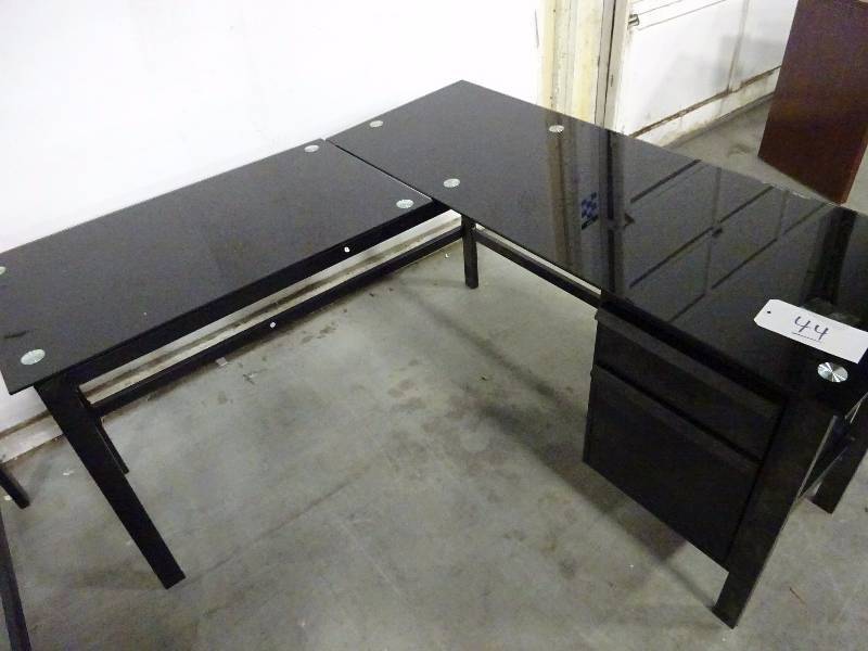High Tech Modern Black GlassMetal Desk