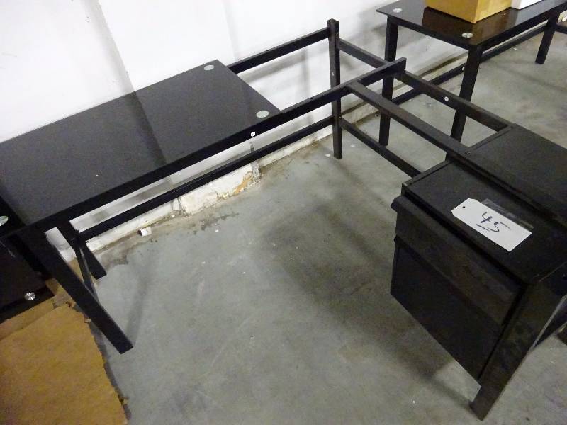 High Tech Modern Black GlassMetal Desk