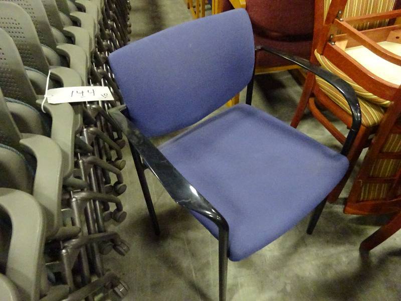 8 Blue clothBlack Stacking chairs