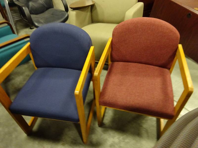 (6) Wood Cloth Chairs