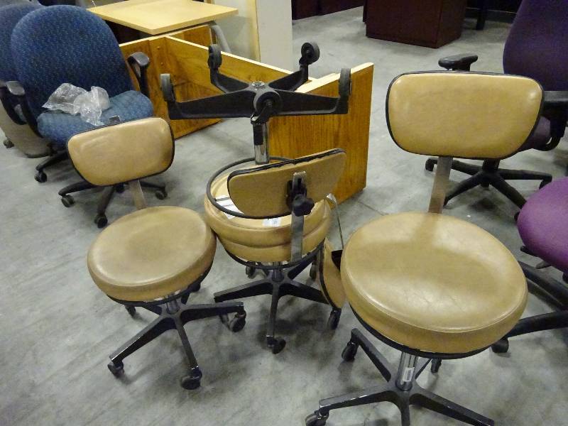 Four Leather Desk Stools