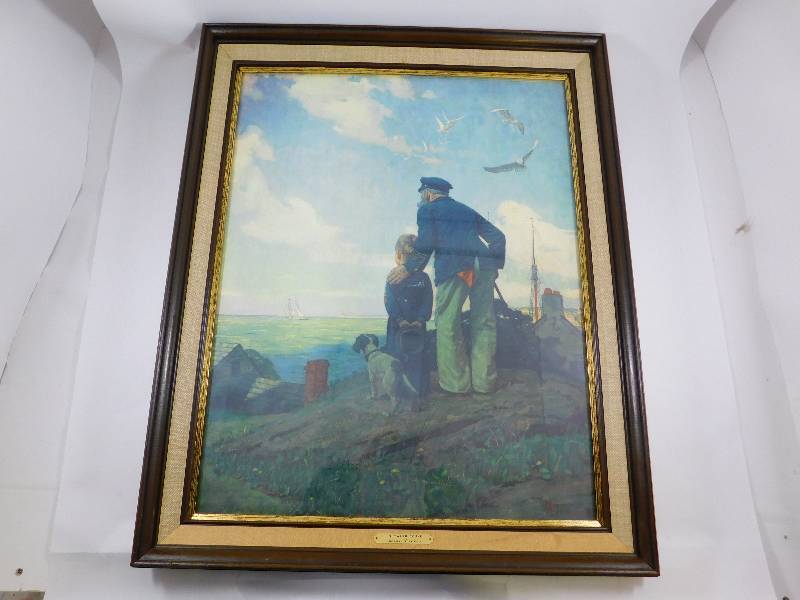 lot 15 image: Norman Rockwell framed print Outward Bound
