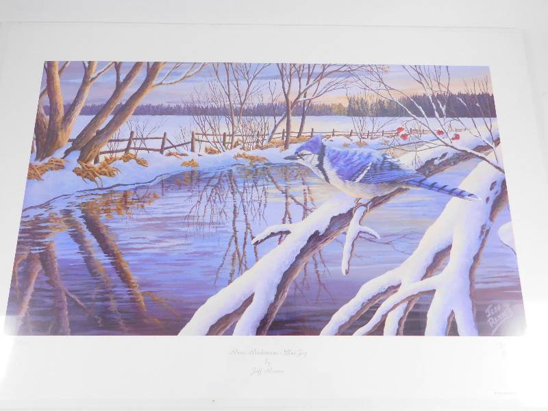 lot 24 image: River Rendezvous - Blue Jay Print by Jeff Renner