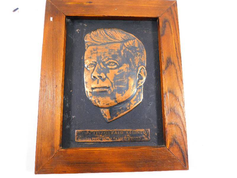 lot 51 image: Framed John F. Kennedy Plating - Copper