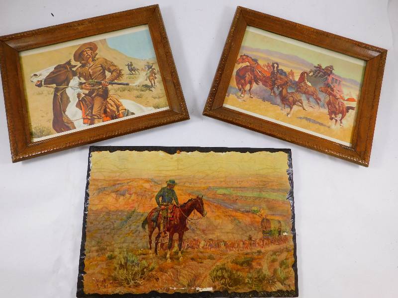 lot 63 image: Lot of 3 Framed Prints and Plaque