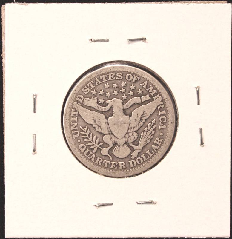 lot 08 image: 1902 BARBER SILVER QUARTER VG