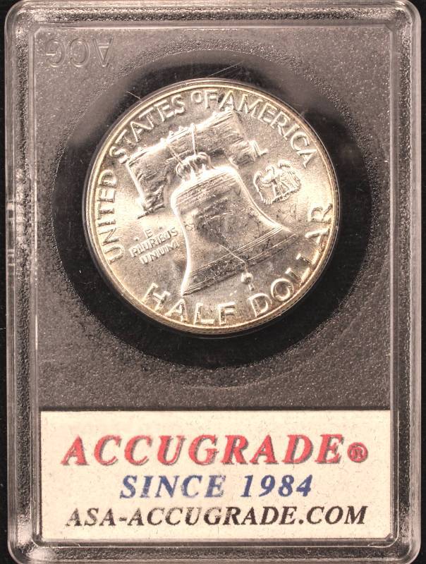 lot 12 image: 1956 FRANKLIN SILVER HALF DOLLAR MS66 FBL ACCUGRADE