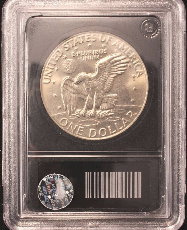 lot 16 image: 1977 EISENHOWER DOLLAR IN BLACK SLAB B.U.