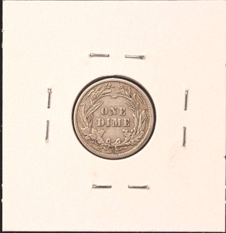 lot 33 image: 1916-S BARBER SILVER DIME XF