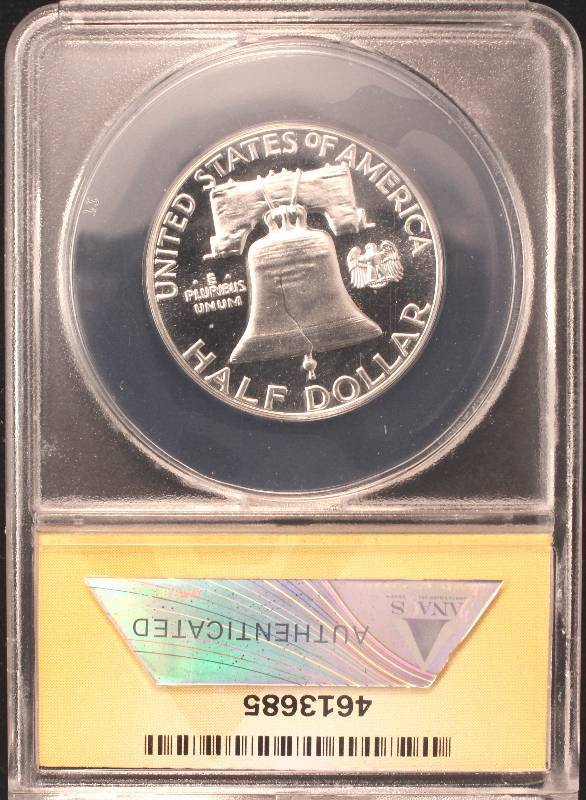 lot 38 image: 1963 PROOF FRANKLIN SILVER HALF DOLLAR PF66 ANACS