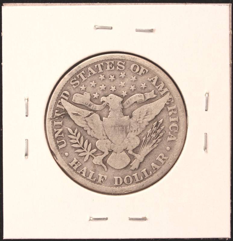 lot 43 image: 1899-P BARBER SILVER HALF VG-8