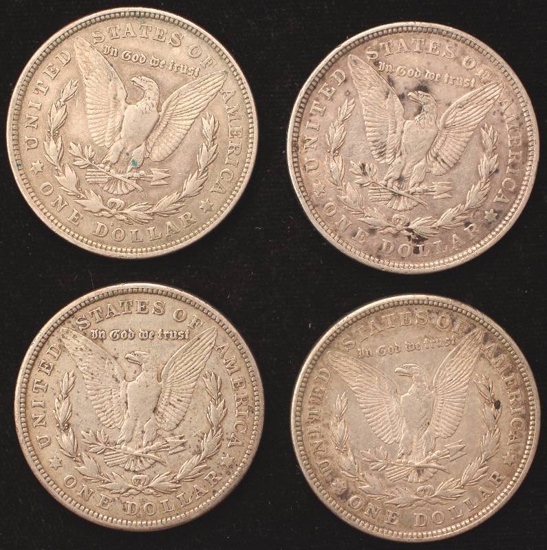 lot 55 image: GROUP OF 4 MORGAN SILVER DOLLARS (21S&DS)