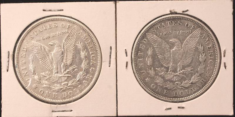 lot 67 image: GROUP OF 2 MORGAN SILVER DOLLARS 1921-D & 1021-S