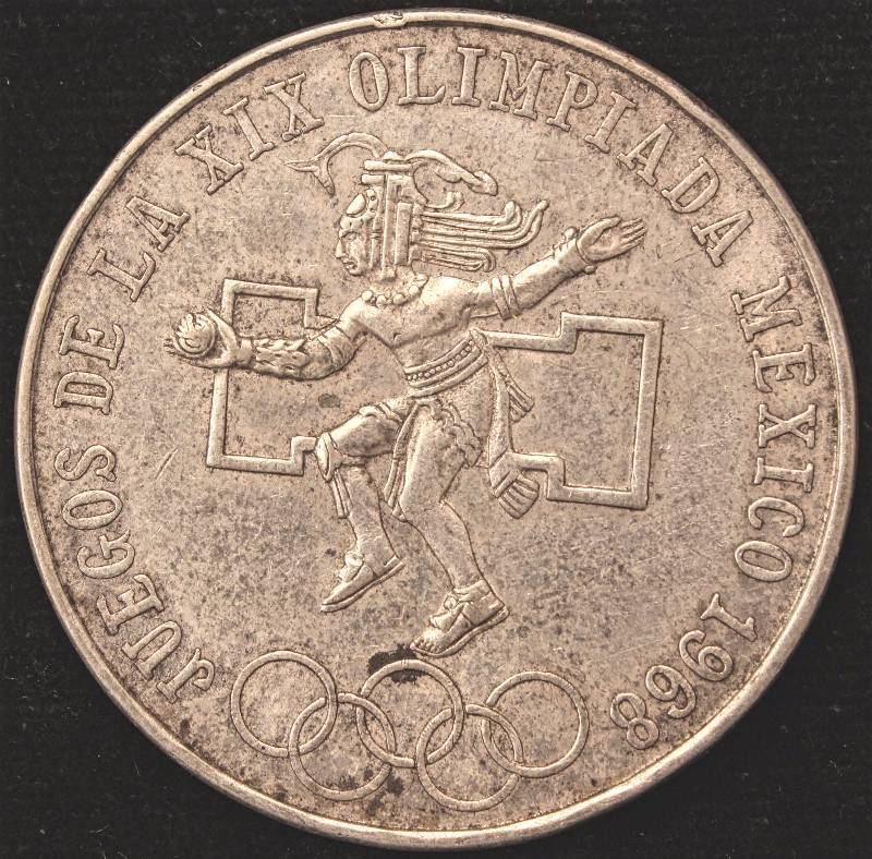 lot 73 image: 1968 MEXICO OLYMPIC SILVER 25 PESOS (22.5 GRAMS - 72% SILVER)