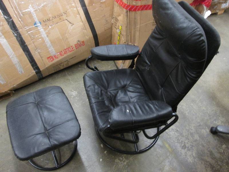 lot 1 image: Black Chair with Ottoman ...