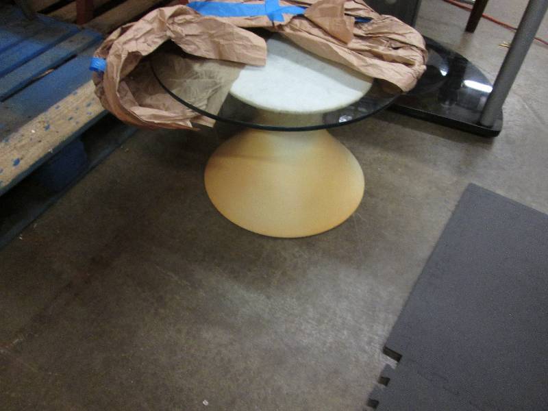 lot 24 image: Glass Topped Accent Table...