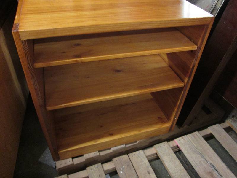 lot 49 image: Wood Media Stand 30x30x16.5 inches...