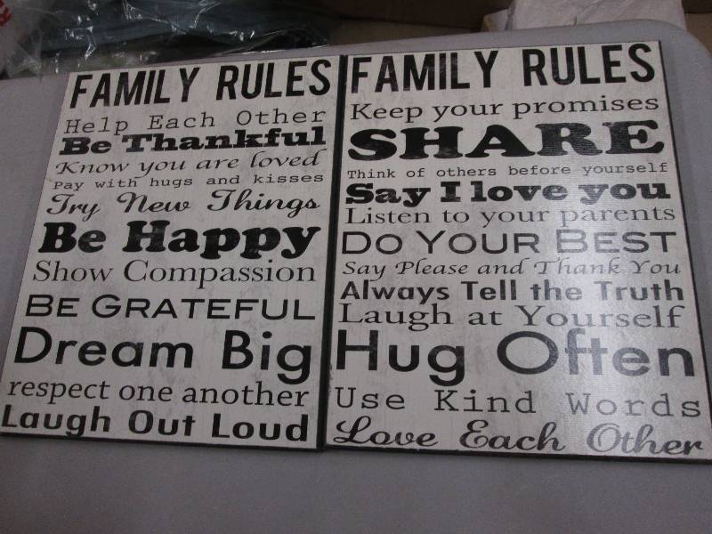 lot 54 image: Family Rules Plaques...