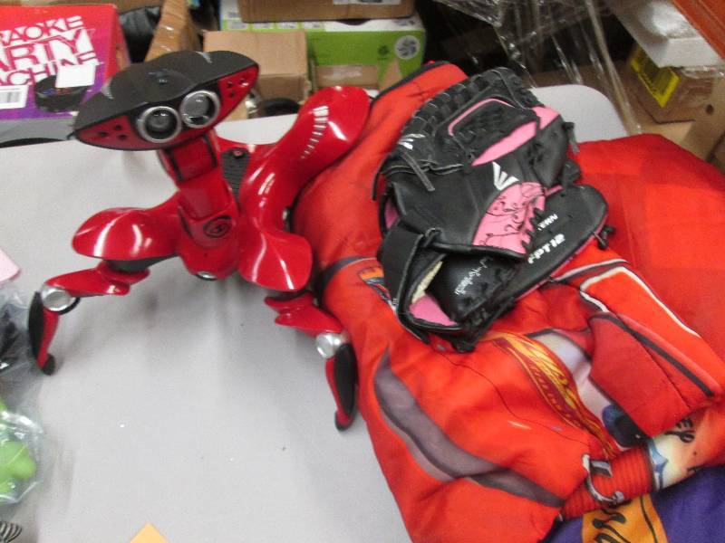 lot 99 image: Toy Robot, Cars Sleeping Bag, Easto...