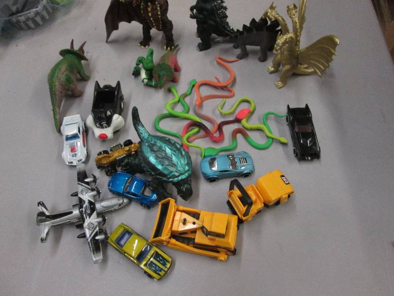 lot 100 image: Lot of Toy Dinosaurs, Vehicles, Sna...