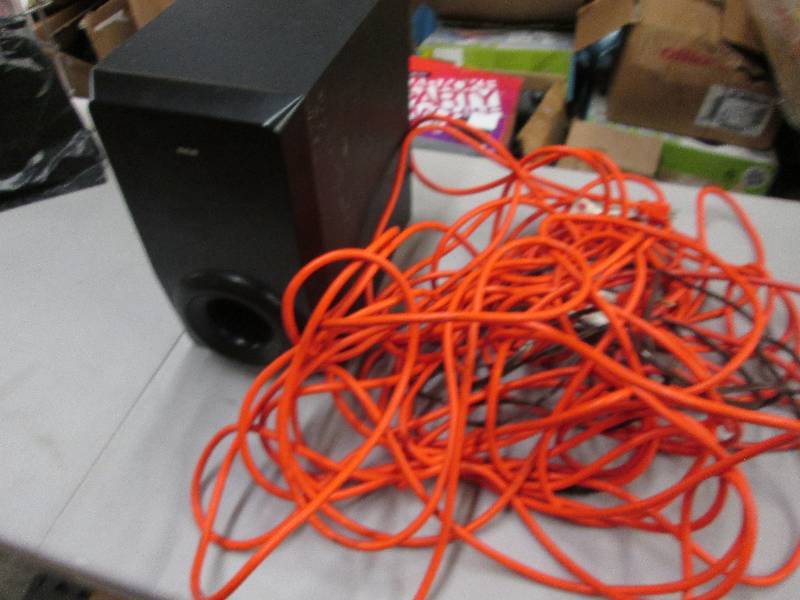 lot 103 image: RCA Subwoofer, Extension cord...