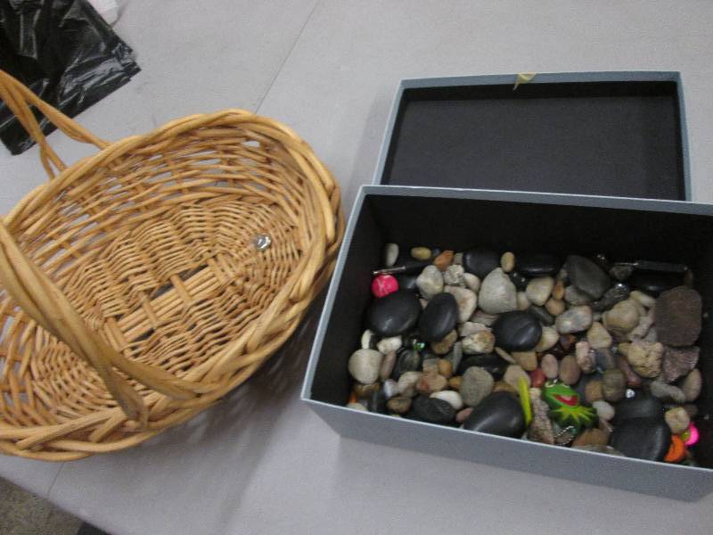 lot 111 image: Rock Collection & Woven Basket...