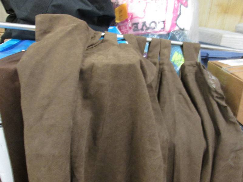lot 136 image: Brown Microfiber Drapes with Rod ap...