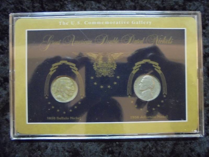 1938 Great American Double Dated Nickels in Display