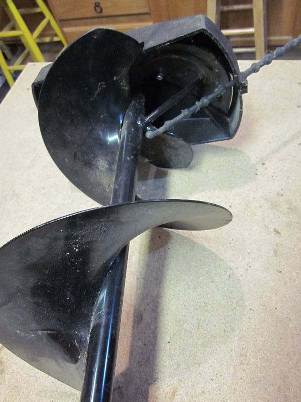 Ice Auger Bit, Gas Tank, & Ice Fishing Rod