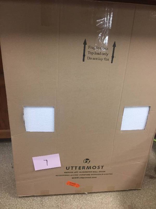 lot 7 image: Uttermost Walton Hall Gold Mirror, U-Shaped  open box never used , Stock and actual photos used to display item 2 x 26 x 35 inches
