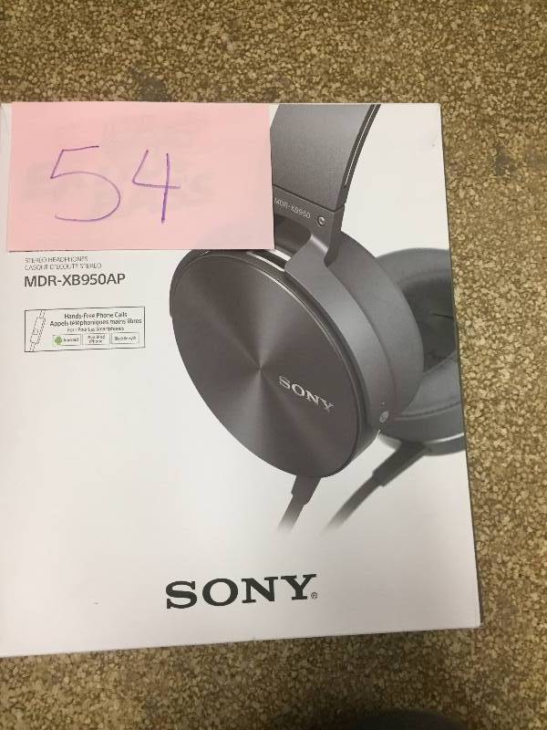 lot 54 image: Sony MDRXB950APH Extra Bass Smartphone Headset  open box never used