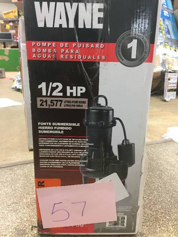 lot 57 image: Wayne Water RPP50 Sewage Pump Cast Iron 12 HP Never used