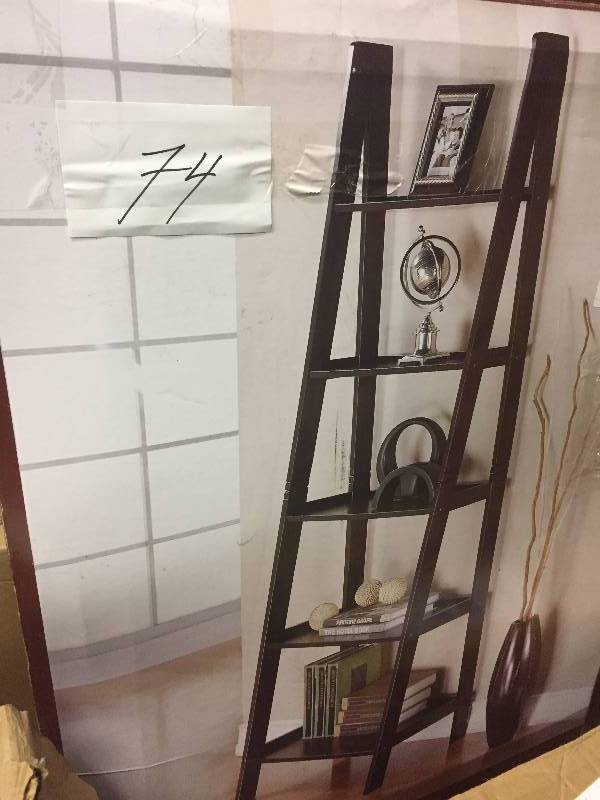 lot 74 image: 5 Tier Leaning Shelf 72 x 24 x 16.5 Never used