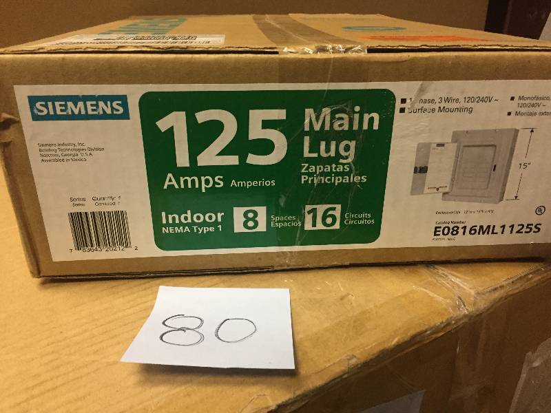 lot 80 image: Siemens E0816ML1125S ITE SFC Load Center Enclosure New