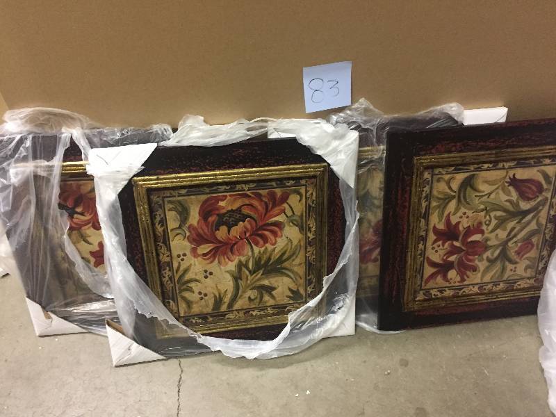 lot 83 image: Floral Daydream Wall Art 4-piece Set
